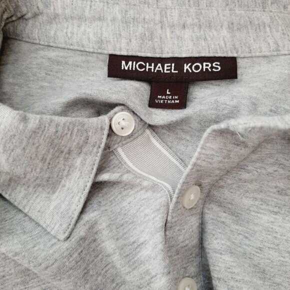 MICHAEL KORS | Classic 1/4 Button Short Sleeve Polo Top Soft Tee Gray Men's Sz L - Picture 9 of 12